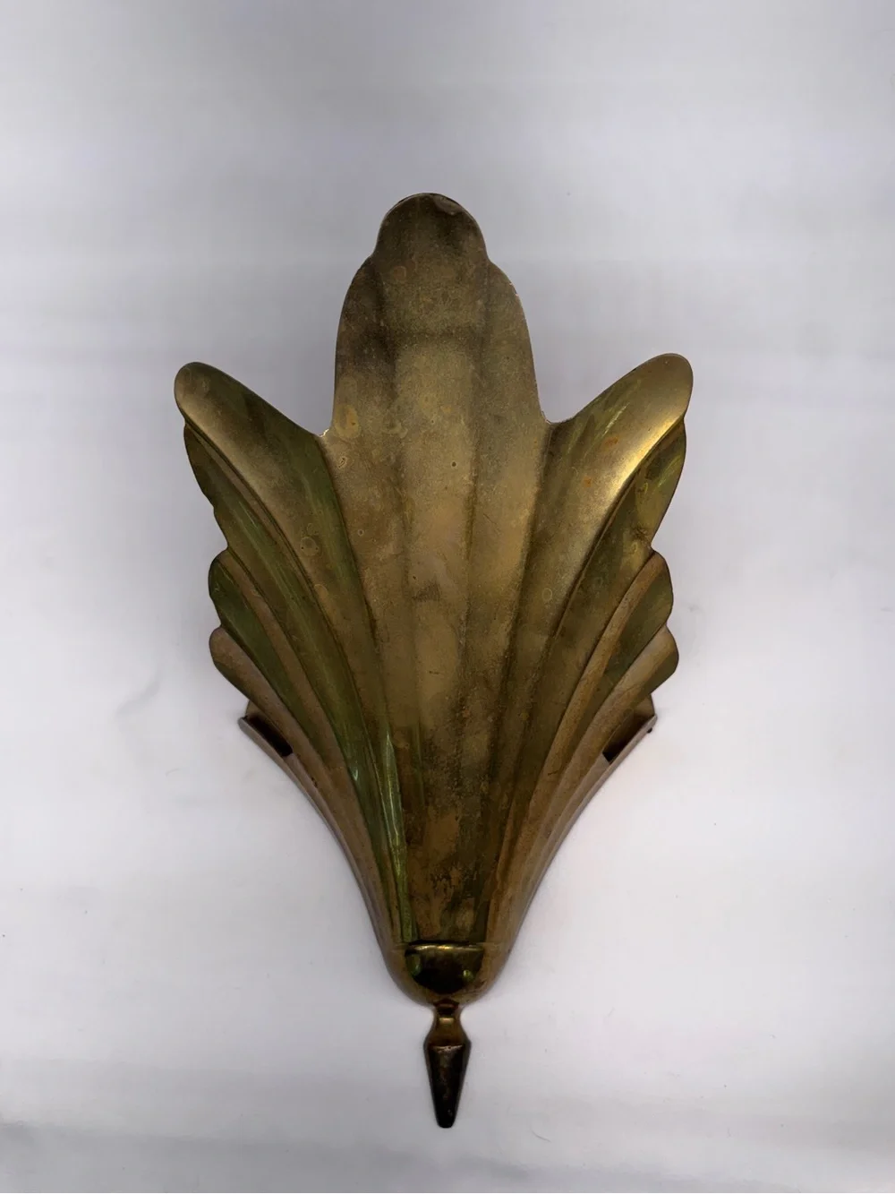 Vintage Solid Brass Clamshell Wall Pocket Sconce Leaf Planter Hanging Decor 8